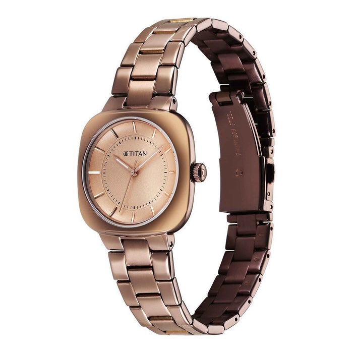 Titan Horizon Quartz Analog Brown Dial Stainless Steel Strap Watch For Women