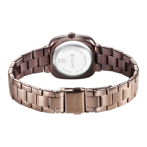Titan Horizon Quartz Analog Brown Dial Stainless Steel Strap Watch For Women