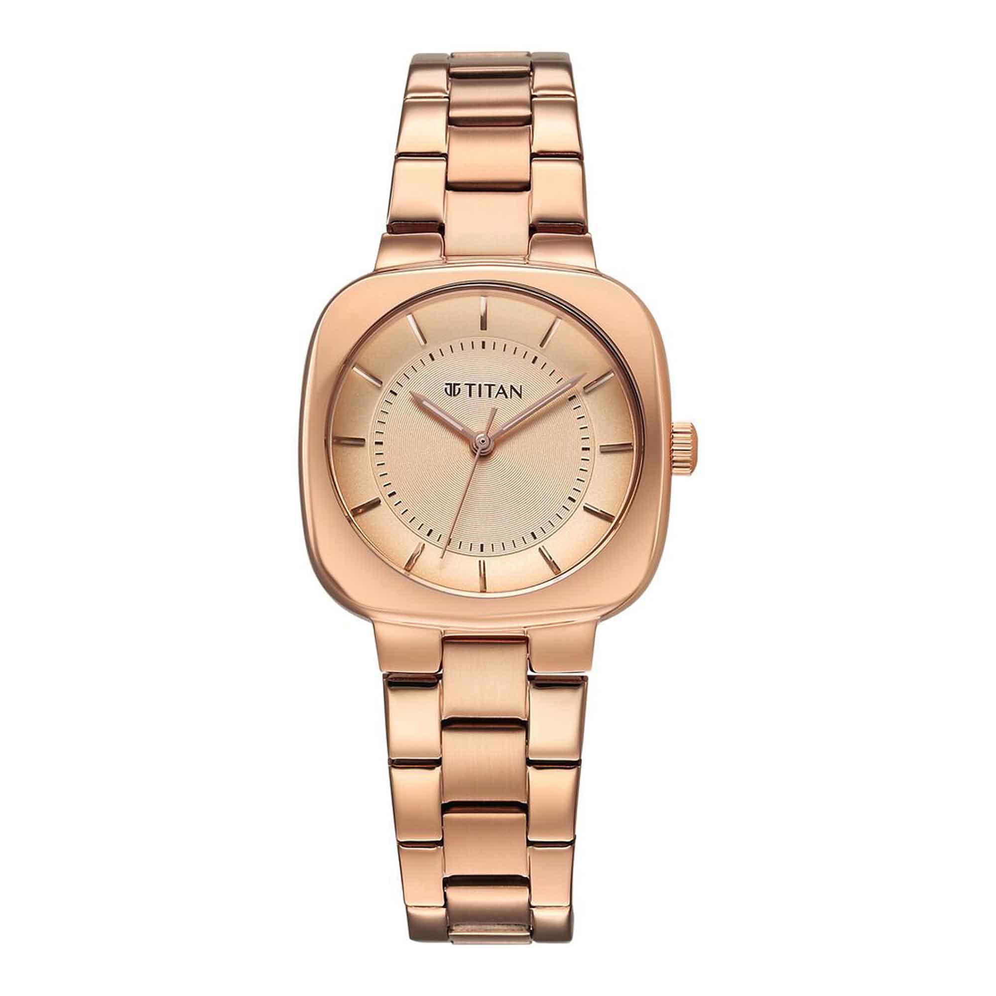 Titan Horizon Quartz Analog Rose Gold Dial Stainless Steel Strap Watch For Women