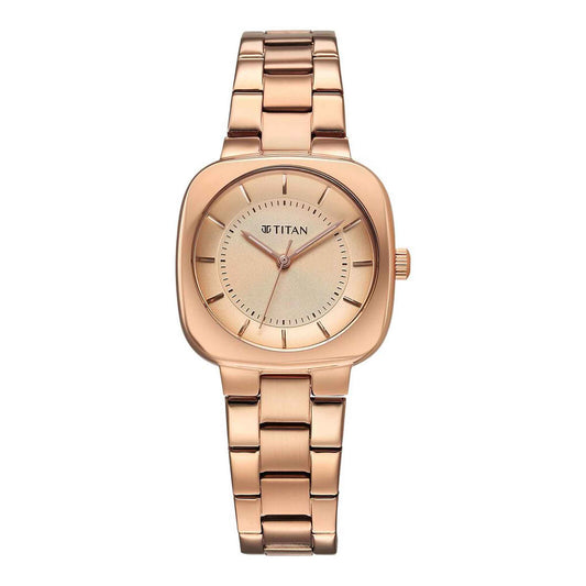 Titan Horizon Quartz Analog Rose Gold Dial Stainless Steel Strap Watch For Women