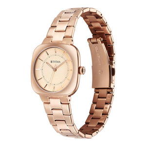 Titan Horizon Quartz Analog Rose Gold Dial Stainless Steel Strap Watch For Women