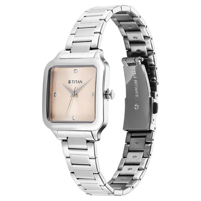 Titan Horizon Quartz Analog Pink Dial Stainless Steel Strap Watch For Women