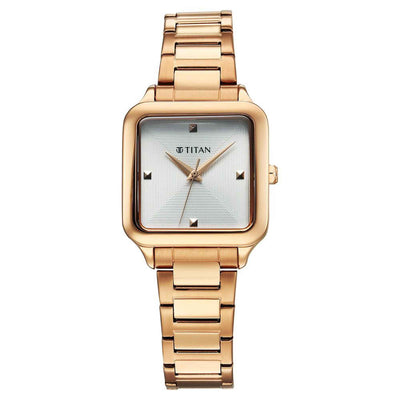 Titan Horizon Quartz Analog White Dial Stainless Steel Strap Watch For Women
