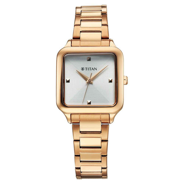 Titan Horizon Quartz Analog White Dial Stainless Steel Strap Watch For Women
