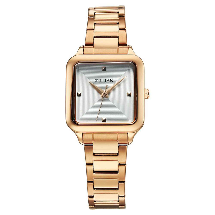 Titan Horizon Quartz Analog White Dial Stainless Steel Strap Watch For Women