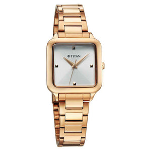 Titan Horizon Quartz Analog White Dial Stainless Steel Strap Watch For Women