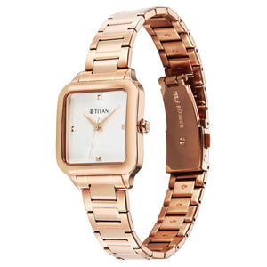 Titan Horizon Quartz Analog White Dial Stainless Steel Strap Watch For Women