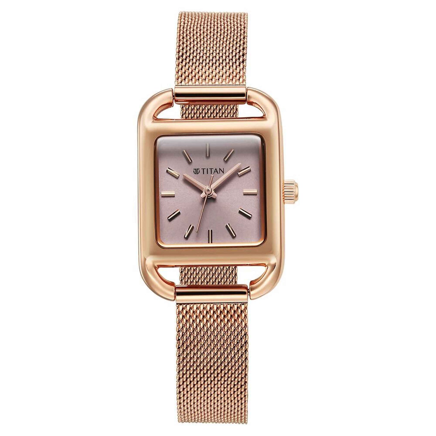 Titan Horizon Quartz Analog Pink Dial Stainless Steel Strap Watch For Women
