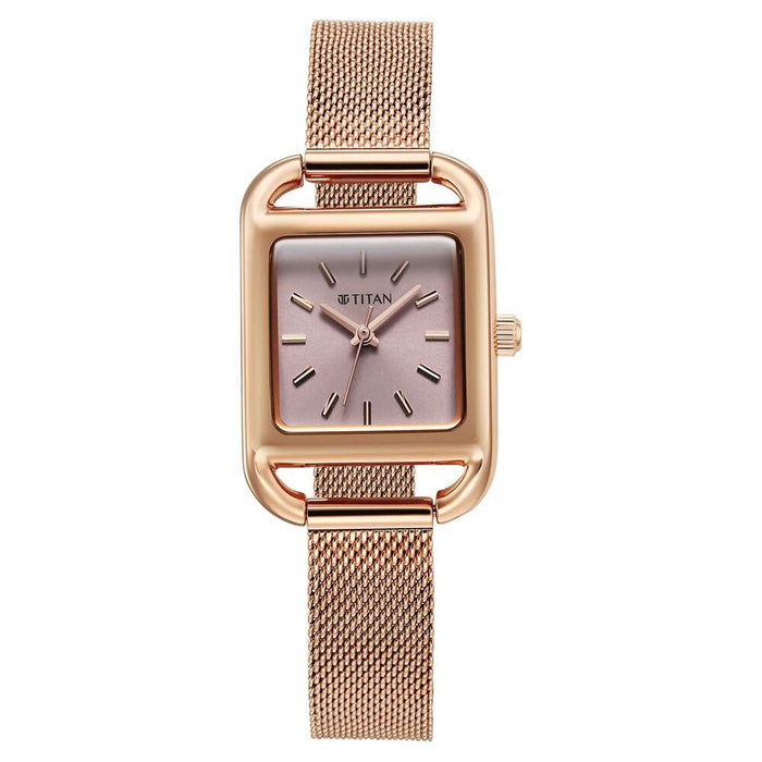 Titan Horizon Quartz Analog Pink Dial Stainless Steel Strap Watch For Women