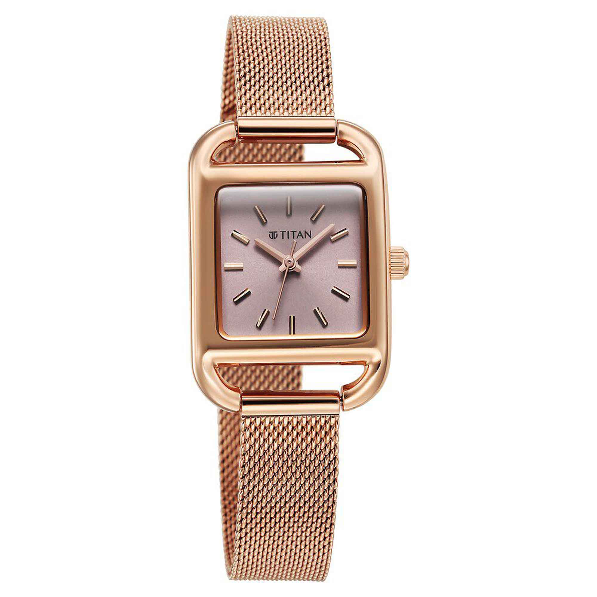 Titan Horizon Quartz Analog Pink Dial Stainless Steel Strap Watch For Women