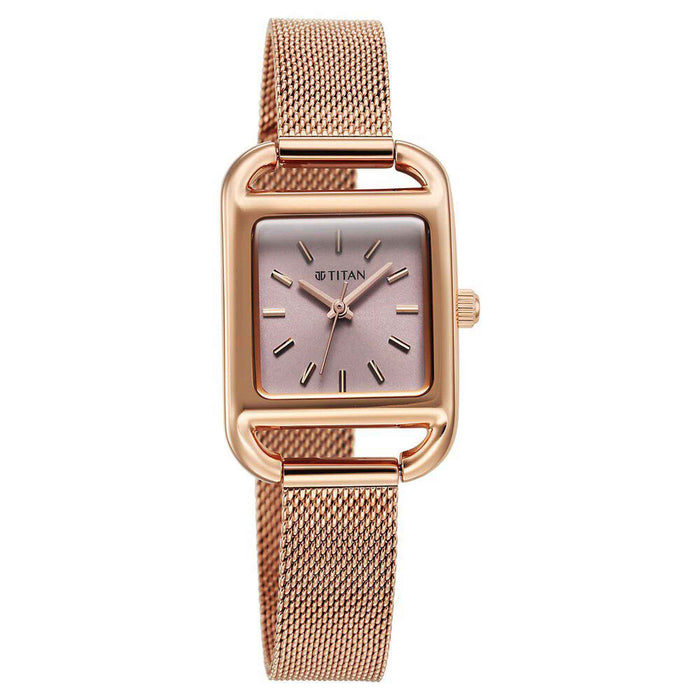 Titan Horizon Quartz Analog Pink Dial Stainless Steel Strap Watch For Women