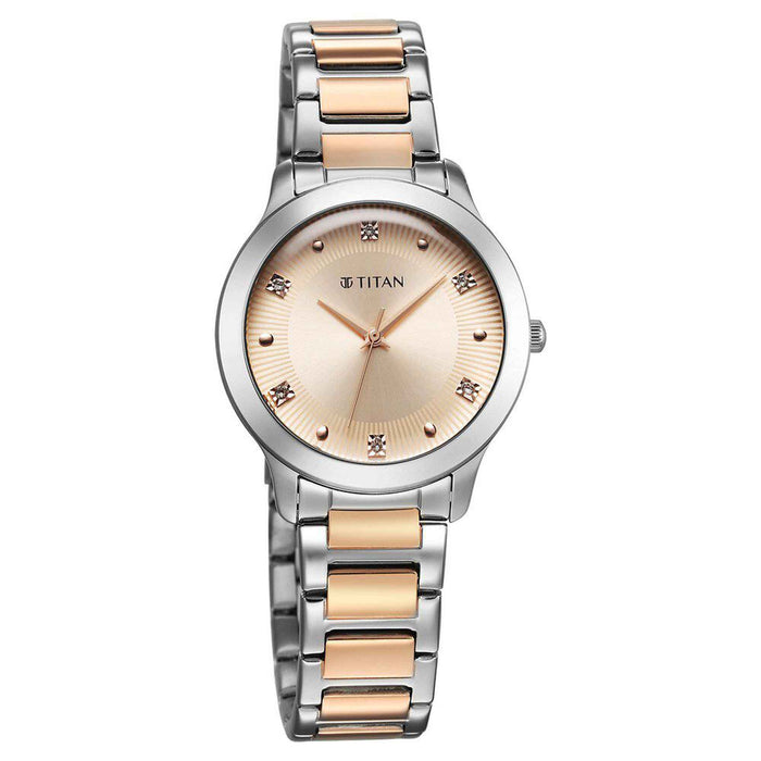 Titan Horizon Quartz Analog Rose gold Dial Stainless Steel Strap Watch For Women