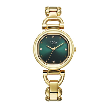 Titan Raga Showstopper 2.0 Strap Material Stainless Steel Dial Colour Green 95301YM01