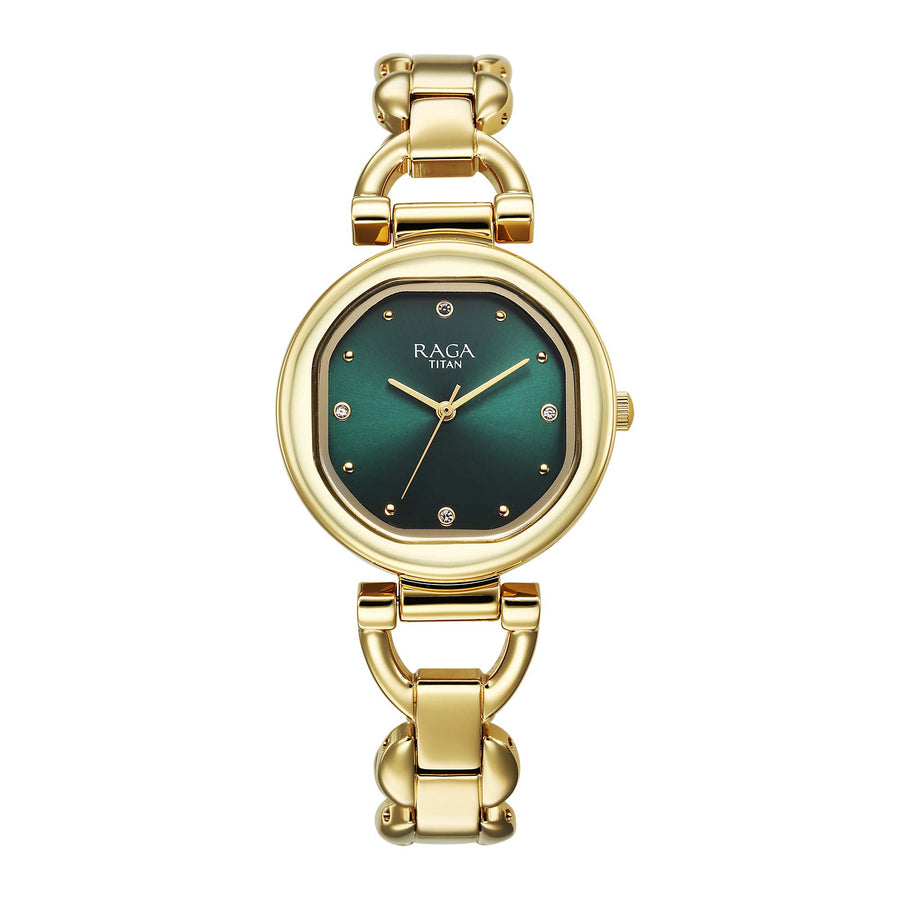 Titan Raga Showstopper 2.0 Strap Material Stainless Steel Dial Colour Green 95301YM01