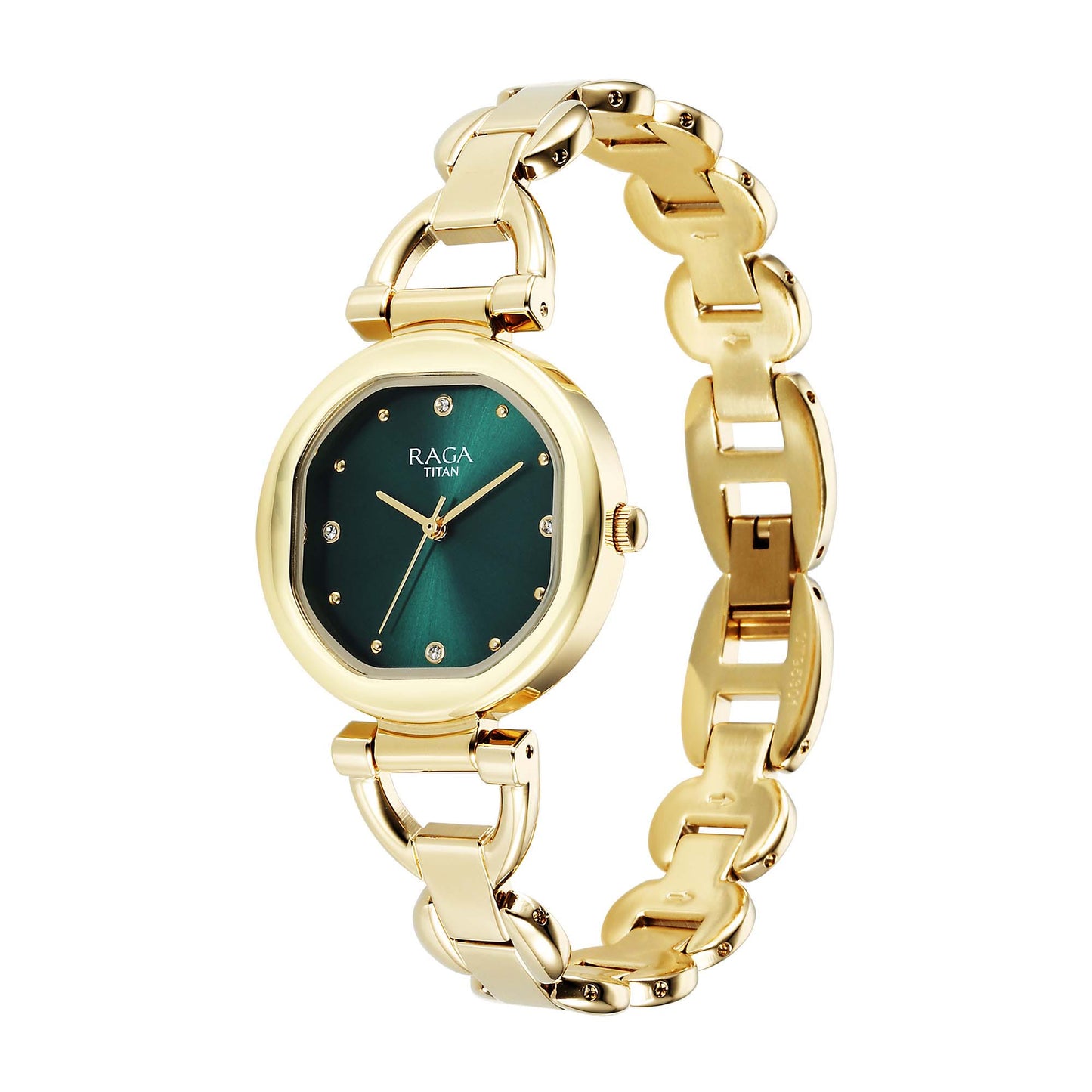 Titan Raga Showstopper 2.0 Strap Material Stainless Steel Dial Colour Green 95301YM01