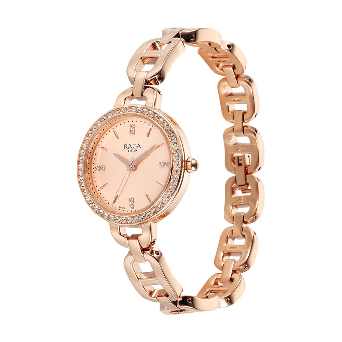 Titan Raga Showstopper 2.0 Strap Material Stainless Steel Dial Colour Rose Gold 95305WM01
