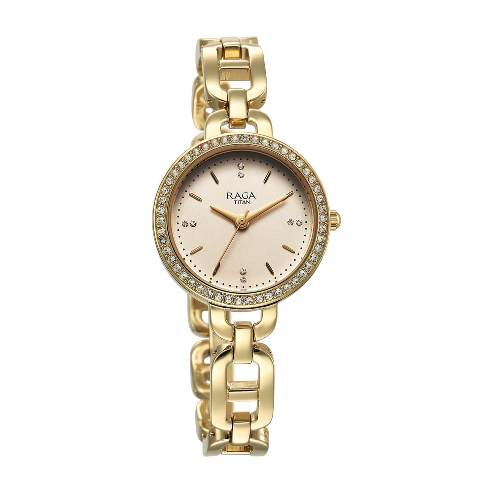 Titan Raga Showstopper 2.0 Strap Material Stainless Steel Dial Colour Gold 95305YM01