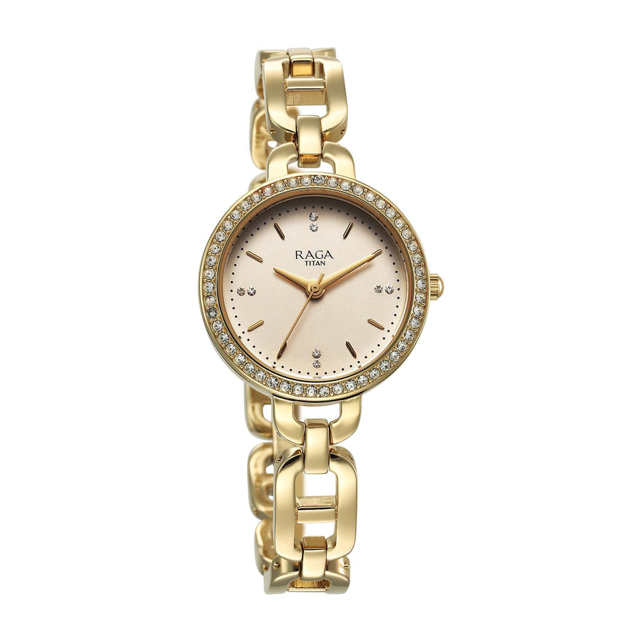 Titan Raga Showstopper 2.0 Strap Material Stainless Steel Dial Colour Gold 95305YM01