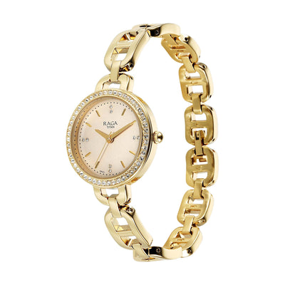 Titan Raga Showstopper 2.0 Strap Material Stainless Steel Dial Colour Gold 95305YM01
