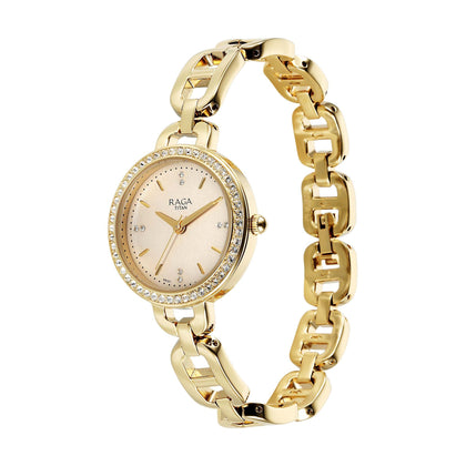 Titan Raga Showstopper 2.0 Strap Material Stainless Steel Dial Colour Gold 95305YM01