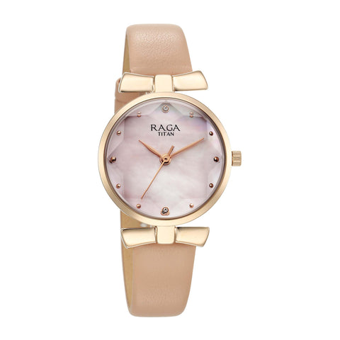 Titan Raga Showstopper 2.0 Strap Material Leather Dial Colour Mother Of Pearl 95308WL01