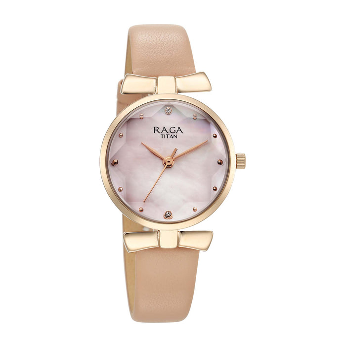 Titan Raga Showstopper 2.0 Strap Material Leather Dial Colour Mother Of Pearl 95308WL01