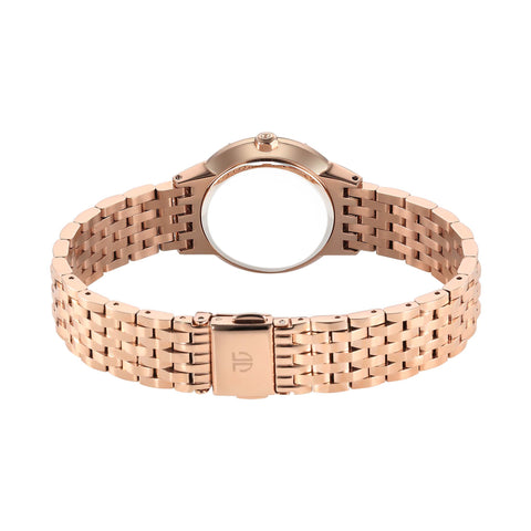 Titan Glamour Quartz Analog Mother Of Pearl Dial Rose Gold Stainless Steel Strap Watch For Women