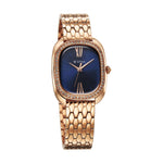 Titan Glamour Quartz Analog Blue Dial Rose Gold Stainless Steel Strap Watch For Women