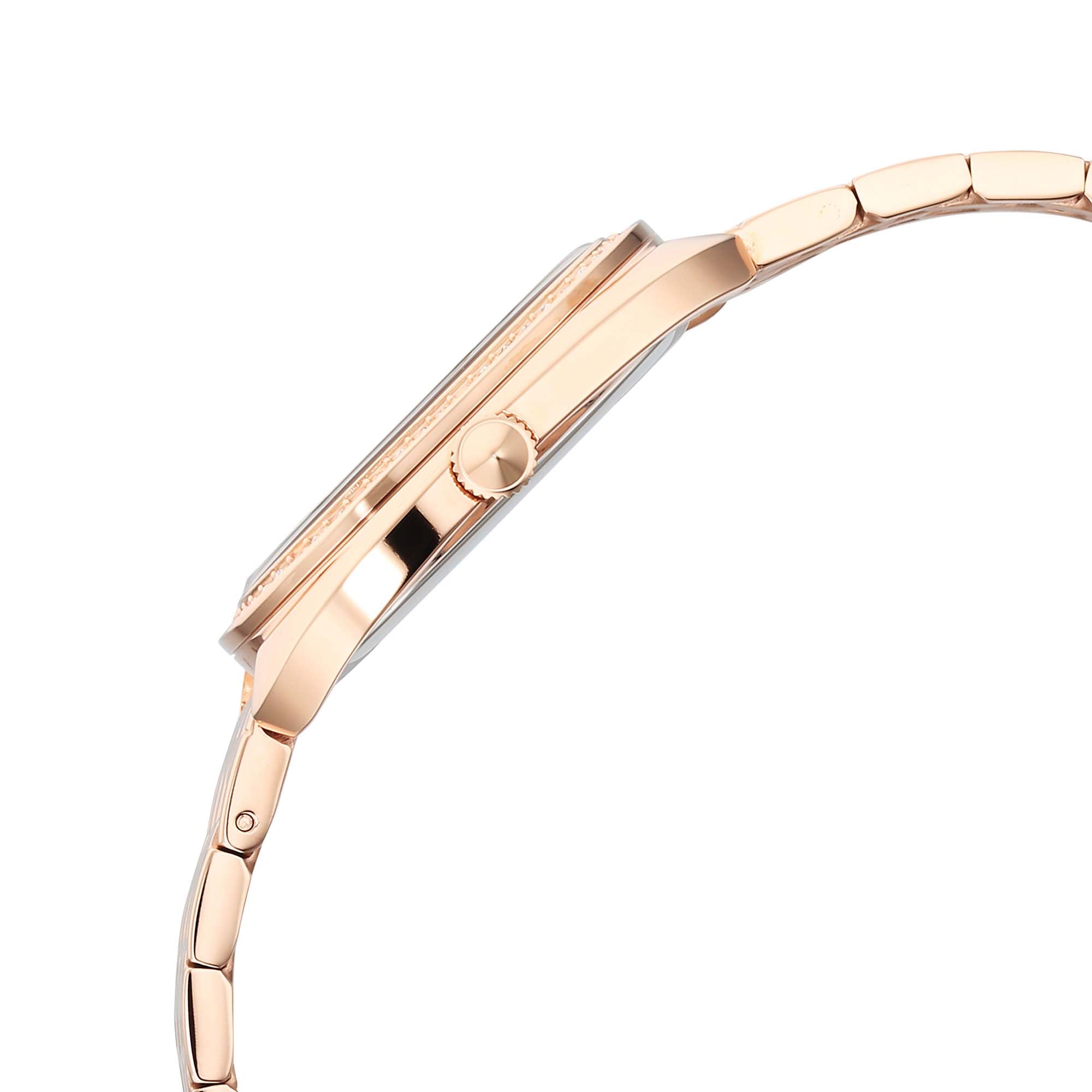 Titan Glamour Quartz Analog Blue Dial Rose Gold Stainless Steel Strap Watch For Women