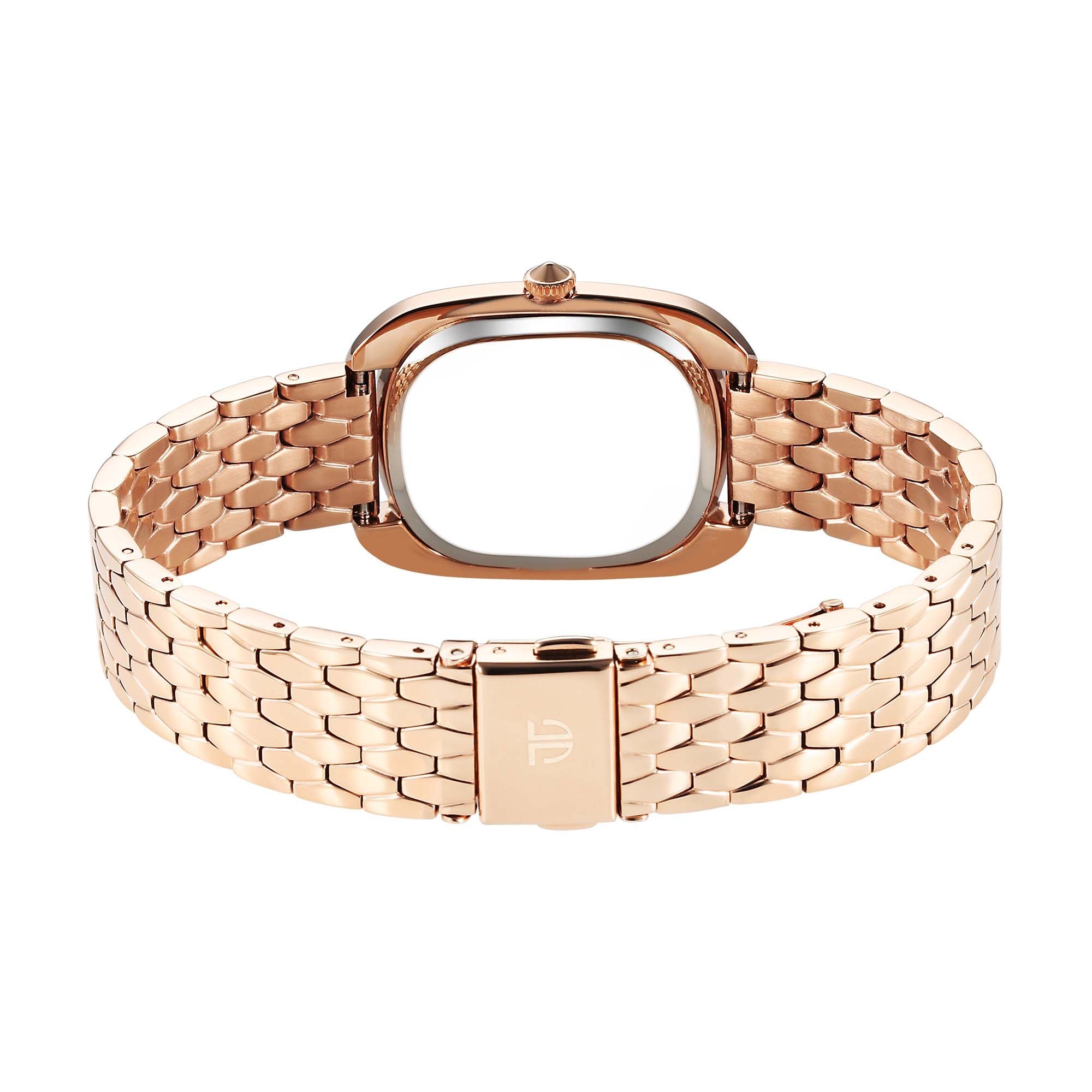 Titan Glamour Quartz Analog Blue Dial Rose Gold Stainless Steel Strap Watch For Women