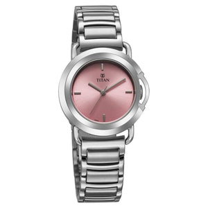 Pink Dial stainless watch women
