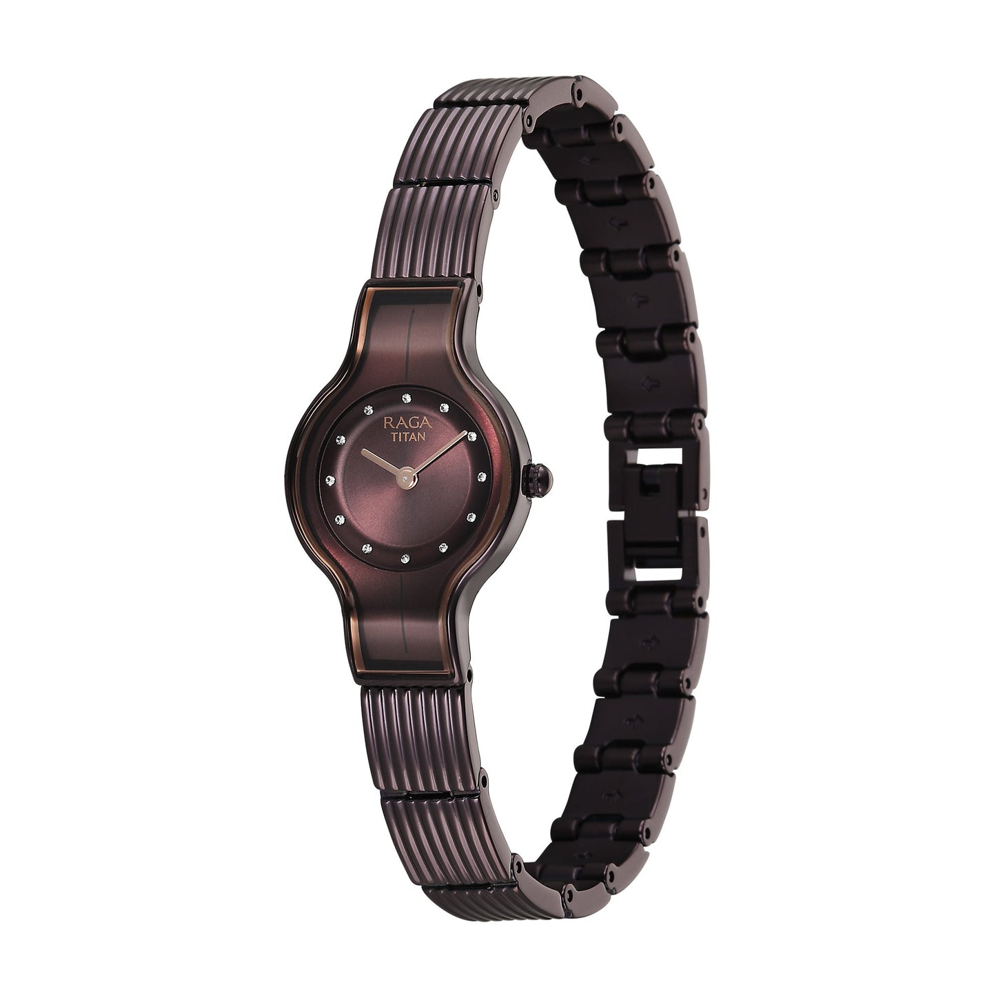 Titan Raga Glimmers Brown Dial Metal Strap Analog Watch for Women