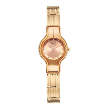 Titan Raga Glimmers Rose Gold Dial Metal Strap Analog Watch for Women