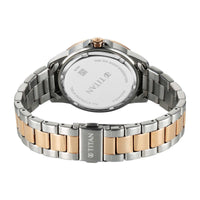 Titan Purple Oro Time Quartz White Dial Two Tone Strap Watch For Ladies