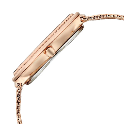 Titan Raga Glimmers Brown Mother of Pearl Oval Dial Rose Gold Metal Strap Analog Watch for Women