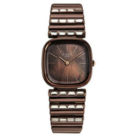 Titan Raga Glimmers Brown Mother of Pearl Square Dial Metal Strap Analog Watch for Women