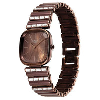 Titan Raga Glimmers Brown Mother of Pearl Square Dial Metal Strap Analog Watch for Women