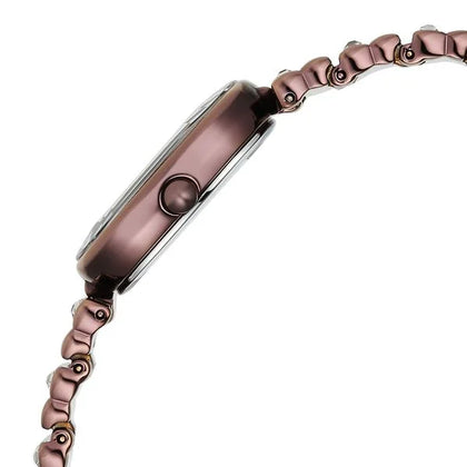 Titan Raga Glimmers Brown Mother of Pearl Square Dial Metal Strap Analog Watch for Women