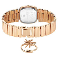 Titan Raga Glimmers Rose Gold Square Dial Metal Strap Watch for Women