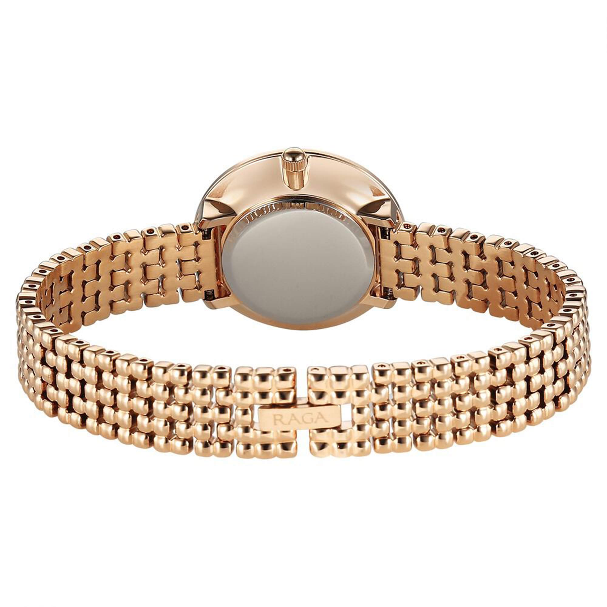 Titan Raga Showstopper Quartz Analog Rose Gold Dial Metal Strap Watch For Women