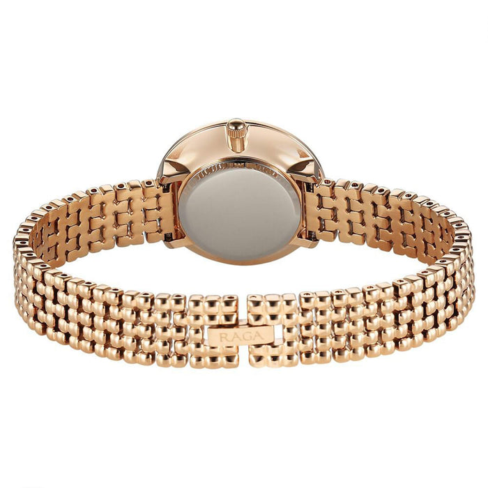 Titan Raga Showstopper Quartz Analog Rose Gold Dial Metal Strap Watch For Women