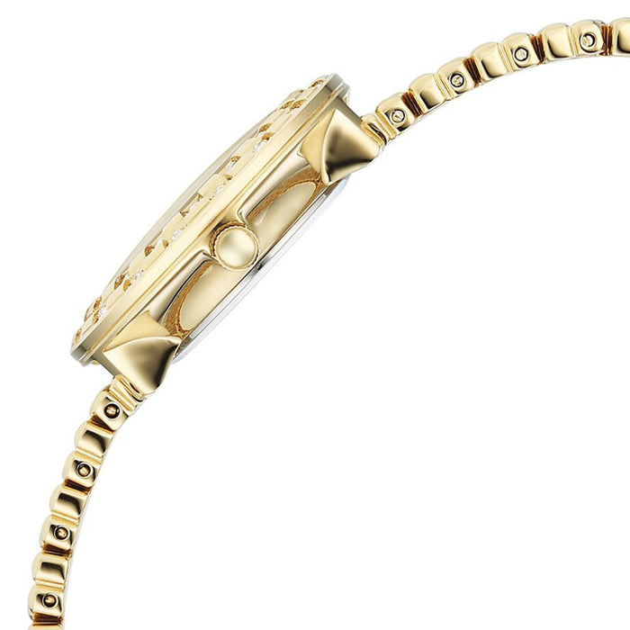 Titan Raga Champagne Rectangular Dial Golden Metal Strap Analog Quartz Watch for Women