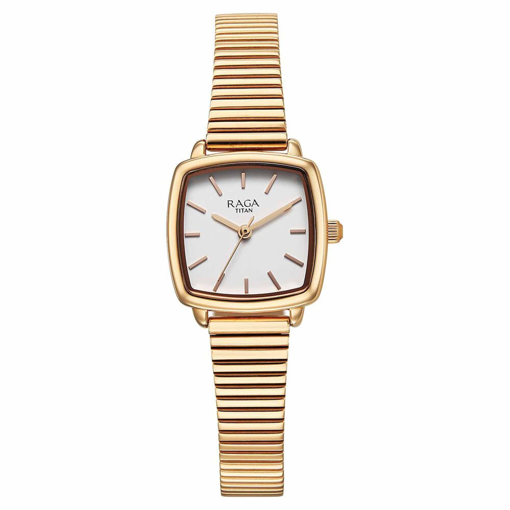 Titan Raga Showstopper Quartz Analog White Dial Metal Strap Watch For Women