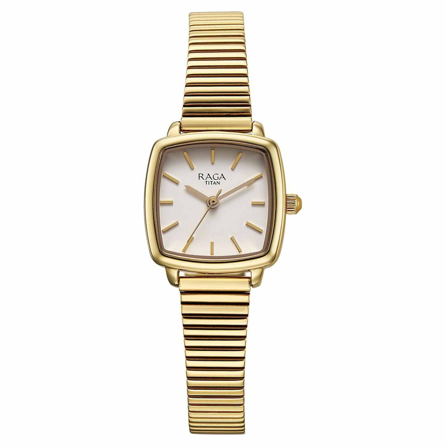 Titan Raga Showstopper Quartz Analog Champagne Dial Metal Strap Watch For Women