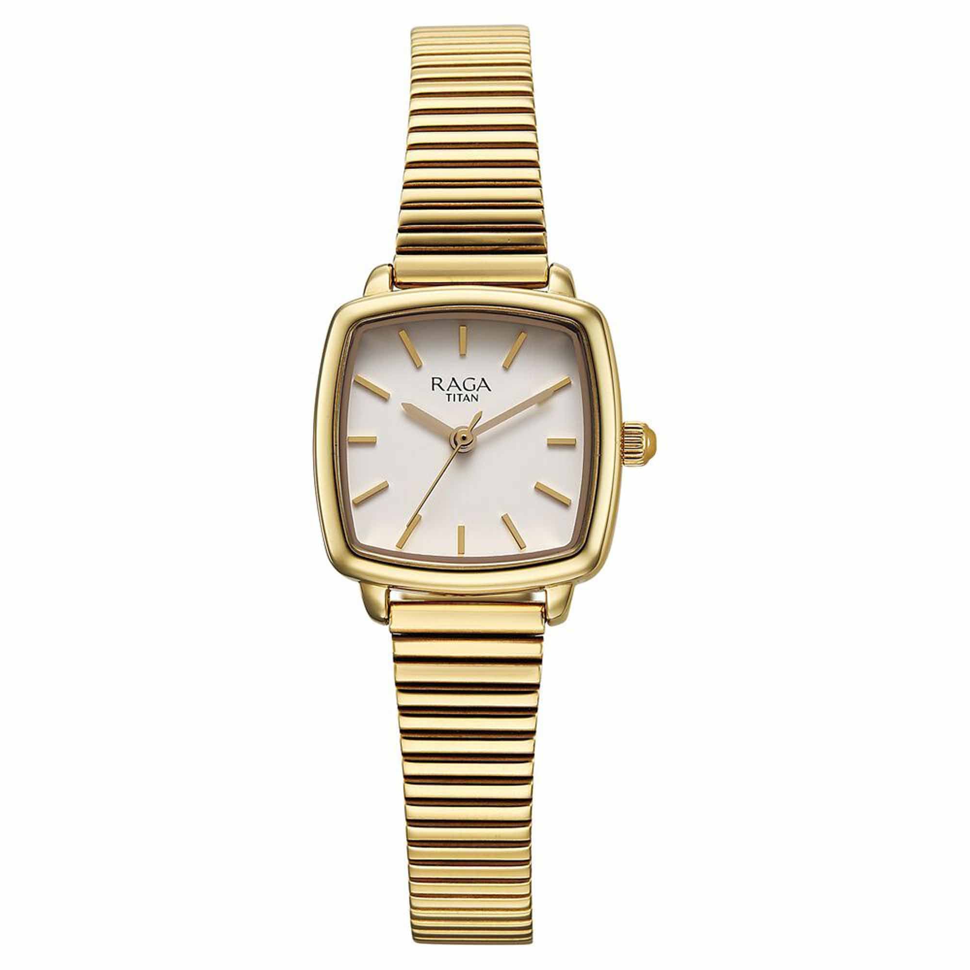 Titan Raga Showstopper Quartz Analog Champagne Dial Metal Strap Watch For Women