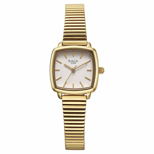 Titan Raga Showstopper Quartz Analog Champagne Dial Metal Strap Watch For Women