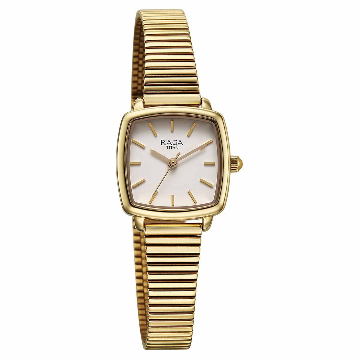 Titan Raga Showstopper Quartz Analog Champagne Dial Metal Strap Watch For Women