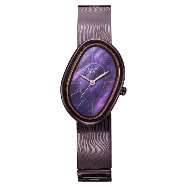 Titan Raga Purple Special Dial Metal Strap Analog Watch for Women