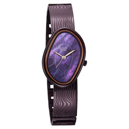 Titan Raga Purple Special Dial Metal Strap Analog Watch for Women