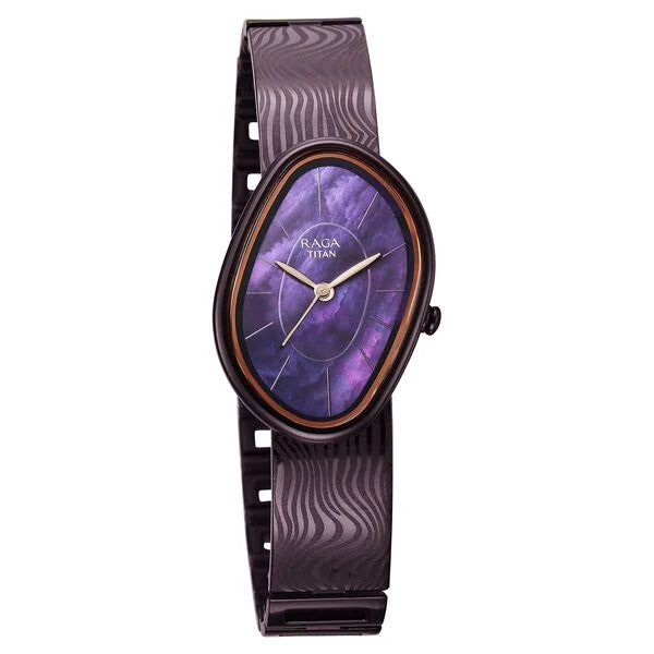 Titan Raga Purple Special Dial Metal Strap Analog Watch for Women